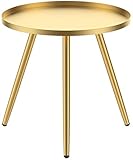 H HOMEWINS Metall Beistelltisch, 46 x 50 cm Modern Rund Sofatisch Wohnzimmer Couchtisch, Golden Praktischer Nachttisch für Schlafzimmer