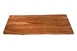SAM Holzplatte 120x60 cm Tom, Tischplatte aus Akazienholz massiv + nussbaumfarben, Baumkanten-Platte für Heimwerker, geeignet für Arbeitsplatten, Tische & Fensterbretter