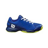 Wilson Rush Pro Jr L Tennisschuh, Jugendliche, Gr. 36, Blau/Blau/Gelb (Bluing/Blue Print/Safety Yellow)