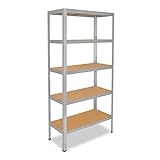 shelfplaza® 180x60x23cm HOME Schwerlastregal verzinkt/Metallregal mit 5 Böden/Kellerregal Metall, Garagenregal, Werkstattregal oder Regal Lagerregal/Steckregal Metall mit 175kg Tragkraft