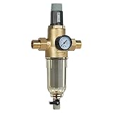 iSpring WSP50PRG 1' Rückspülfilter mit Druckminderer, Vorfilter mit Manometer Wasserfilter Hausanschluss, 50 Mikron