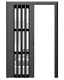 Falttür Innentüren Schiebetür aus Aluminiumlegierung mit Mattierter Acrylplatte, Faltbares Scheunentor Ohne Untere Schiene, Türschrank-Sichtschutz-Trenngitter mit Beschlägen(51x80in (129.5x203cm))
