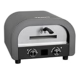 TAINO KODA Pizzaofen elektrisch 2200W 1 Kammer Grillofen mit Glasfenster Pizzastein Schwarz