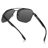 LUENX Sonnenbrille Herren Polarisiert Sonnenbrillen mit Metallrahmen Sunglasses Unisex UV 400 Fahrerbrille Klassische Angeln Outdoor Laufen Fliegerbrille (31 Silber)