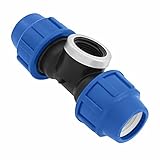 SmartProduct T-Stück PE Rohr Fitting 25mm x 3/4 x 25 mm Innengewinde IG Verschraubung PN16 DVGW Trinkwasser zertifiziert – Klemmverbinder – PP T Stück Kupplung für PE80 PE100 Rohren – 1 Stück