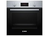 Bosch HBF133BR0 Serie 2 Einbau-Backofen, 60 x 60 cm, EcoClean Direct Reinigungshilfe, 3D Heißluft Backen auf 3 Ebenen, LED-Display, Schnellaufheizung, Kindersicherung, Schwarz, Updated