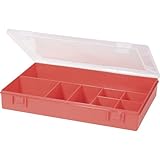 hünersdorff Sortimentskasten PP-Classic mit 8 Fächern | stabile Sortierbox für Schrauben und andere Kleinteile | feste Facheinteilung | 22,5 x 33,5 x 5,5 cm, rot