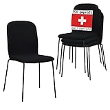 Albatros Esszimmerstühle 4er Set ENNA, schwarz - stapelbar, bequemer Polsterstuhl - Eleganter Küchenstuhl, Stuhl Esszimmer oder Esstisch Stuhl, Konferenzstuhl