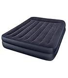Intex Erwachsene Queen Pillow Rest Raised Airbed W/Fiber-Tech Bip, Top: Black/Bottom: Blue, 152 x 203 x 42 cm, 64124