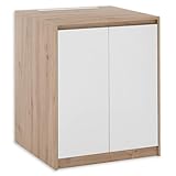 Stella Trading NERJA Waschmaschinenschrank mit Türen, Artisan Eiche Optik/Weiß - Waschmaschinenumbauschrank für Badezimmer & Hauswirtschaftsraum - 75 x 93 x 68 cm (B/H/T)