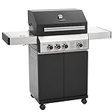 TAINO BLACK 3+1 Gasgrill 3 Brenner mit Seitenkocher und Keramik Sear-Burner Seitenbrenner Matt Schwarz