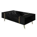lukmebel Couchtisch Schwarz mit Gold Onyx -104x65x41 cm Couchtisch mit Stauraum - Push to Open - Wohnzimmertisch - Beistelltisch Couch - Sofatisch - Sofa Tisch - Stubentisch