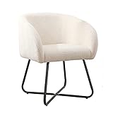 Mingone Sessel Kleine Loungesessel Cocktailsessel Modern Lammwolle Designer Polstersessel mit Schwarz Metallbeinen für Wohnzimmer Schlafzimmer Creme bis 120kg