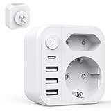 Reiseadapter USA-Adapter USA mit 3 USB+1 Typ-C (3.4A),Steckdosenadapter 6-in-1 USA Adapter Steckdose Typ B,Adapter USA Deutschland Stecker,Reisestecker Stromadapter für Amerika Kanada Mexiko Thailan