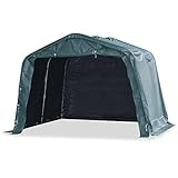 vidaXL Weidezelt Weideunterstand Offenstall Weidehütte Pferde Schafe Kühe Unterstand Stall Shelter Stahl PVC 550g/m² 3,3x3,2m Dunkelgrün