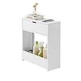 SoBuy BZR48-W Nischenregal Nischenschrank schmales Regal Badezimmerschrank Badschrank mit 1 offener Ablage und 1 Klappe Kommode fürs Bad Badmöbel Weiß BHT ca.: 20x60x55cm