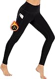 Ewedoos Thermo Leggings Damen mit Taschen Gefütterte Sport Leggings Damen High Waist Thermounterwäsche Warme Sporthose Laufhose für Fitness Laufen Wandern