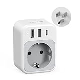 TESSAN USA Adapter Steckdose, 4 in 1 Reiseadapter USA mit USB C und 2 USB A, Adapter USA Deutschland Stecker, Steckdosenadapter USA, Reisestecker USA, Reiseadapter Typ B für Thailand Kanada Mexiko