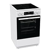 Gorenje GECS5C 70 WA Elektro-Standherd mit Glaskeramik-Kochfeld / 50 cm / 70 Liter/Schnellaufheizung/AirFry/ExtraSteam/Teleskopauszug/AquaClean/weiß