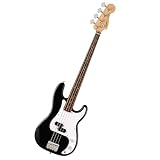 Squier by Fender Debut Collection Precision Bass Gitarre, Laurel Griffbrett, Weißes Schlagbrett, Schwarz