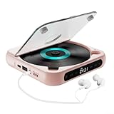 PETSTIBLE Kopfhörerleitung, vielseitiger, tragbarer CD-Player mit Bluetooth-kompatiblen Lautsprechern und A-B-Wiederholung (Pink)