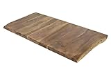 SAM Holzplatte 50x100 cm, Akazienholz massiv 35mm, Tischplatte stonefarben lackiert, Baumkantenplatte für Couchtisch, Nachttisch und Beistelltisch