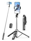 Selfie-Stick Stativ 133cm Erweiterbar Handy Stativ mit Kabelloser Fernbedienung um 360° Drehbarer Tragbar Stativ Handy Halterung für iPhone 15/14/13 Mini/12 Pro/XS Max/X Samsung Smartphones