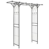 Nexos Trading Rosenbogen Torbogen Rankhilfe Pergola Spalier Tor Rosen Stahl 206x198x52 cm – Metall Durchgang – wetterfest freistehend stabil – schwarz