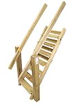 Premium Treppe mit Handlauf für kleine Kinder Holztreppe für Spielhaus Spielturm Podesthöhe 150 cm, Kiefer imprägniert