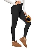 CAMPSNAIL Thermo Leggings Damen Gefütterte im Winter, High Waist Thermohose Dicke Warm Blickdicht für Sport Schwarz S-M