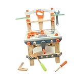 Sharplace Holzwerkzeugbank-Spielzeug für Kinder, kleine hölzerne Werkbank für Kinder, DIY, multifunktionales Rollenspiel, pädagogisches Spielzeug für 3 4 5