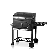 ACTIVA Holzkohlegrill Angular Guss inkl. Gusseisenrost I Holzkohlegrill mit Deckel, verstellbarer Kohlewanne & Thermometer I Grillwagen für ein gelungenes Barbecue