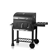 ACTIVA Holzkohlegrill Angular Guss inkl. Gusseisenrost I Holzkohlegrill mit Deckel, verstellbarer Kohlewanne & Thermometer I Grillwagen für ein gelungenes Barbecue