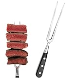 HEKOBAG Fleischgabel 29.5cm Grillgabel Edelstahl Fleisch Serviergabel Stahl Fleischgabel mit Holzgriff Groß Fleischgabel Tranchiergabel Servier Gabel Bratengabel für Küche Braten Grill