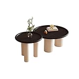 JWBXFYXW Runder Beistelltisch im 2er-Set – Mid-Century-Couchtisch aus MDF-Holz für Wohnzimmer und Heimbüro, modernes Design