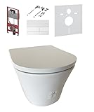 Toto Wand WC Serie GP Komplettset CW553Y Tornado Flush | WC Sitz Deckel TC524EU | TECE Spülkasten + Montagesatz, Schallschutzset | Glas weiß Betätigungsplatte TECEsquare