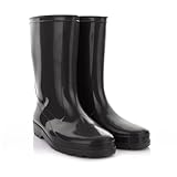 LEMIGO Damen Gummistiefel Wasserdicht Halbohe Regenstiefel Gartenschuhe Grün Schwarz IGA 36-42 EU (Schwarz, EU Schuhgrößensystem, Erwachsene, Numerisch (von/bis), M, 36, 37)