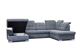 Verona Idee Sofa MOND mit Schalffunktion - Sofa U Form zum Entspannen Bettsofa Moderne Stil -332cm x 220cm x 170 cm Ideal für gesellige Zusammenkünfte - GRAU