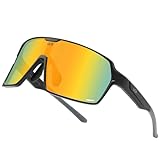 ULTR Sportbrille Herren SWIFT - Leichte Fahrradbrille Damen - Bequeme Sport Sonnenbrille mit Anti-Slip Pads - Schnelle Brille Rennrad, Joggen, Beachvolleyball & MTB Brille (Schwarz (Gelbes Glas))