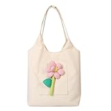 HAWILL Damen Umhängetasche Mode Tote Bag Groß Handtasche Zum Umhängen Frisch Blume Nylon Tasche Vielseitig Schultertasche (Beige)