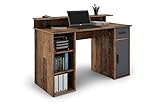 byLIVING Schreibtisch Diego/Arbeits-Tisch mit viel Stauraum in Old Wood-Optik/Fronten in anthrazit/Computer-Tisch / 1 Schublade, 1 Tür, 3 offene Fächer / 120x88x55cm (BxHxT)