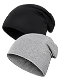 2 Stück Kinder Slouch Beanie Mütze, Weiche Wintermützen für Jungen Mädchen, Warme Kindermützen Doppellagige Baby Strickmütze für Kinder Frühling, Herbst, Winter