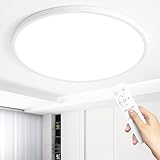 MOONSEA 48W LED Deckenleuchte Flach Dimmbar mit Fernbedienung, Ultra Dünn Deckenlampe Wohnzimmer, 3000-6500K Ø50cm, Deckenleuchte Dimmbar für Wohnzimmer Schlafzimmer Kinderzimmer Büro, Weiß