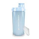 Eiweiß Shaker „Heaven“ 500 ml auslaufsicher, BPA frei, mit Sieb & Skala - ORIGINAL - für cremige Whey Proteinpulver Shakes, Protein Isolate & BCAA Konzentrate, Protein Shaker, Fitness Mixer Himmelblau