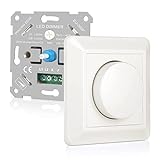 VIPMOON Dimmer Schalter 220-240V Dimmer für Led Lampen 5-200W Push-On/Off Rotary Phasenabschnittsdimmer für dimmbare LED Lampen, Glühlampe und Halogenlampe, Weiß