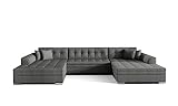 mb-moebel Wohnlandschaft U Form mit Schlaffunktion Ecksofa mit Bettkasten Couch Schlafsofa Eckcouch mit Bettfunktion Big Sofa XXL Couchlandschaft 355x164x80 cm VITI - Dunkelgrau (Sawana 05)