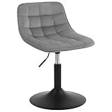 WOLTU 1 X Verstellbarer Sitzhocker Stuhl Esszimmerstuhl Schminkhocker Kommerzieller Shop Mehrzweck 360° Schwenken Samt Hellgrau Sitz 38-49.5cm Hoch