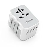 TESSAN Reiseadapter Weltweit, Universal Reisestecker mit 3 USB, 1 USB C und 1AC Steckdose, Internationaler Steckdosenadapter, Universaladapter für Deutschland USA England Thailand Italien Australien