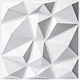 Grace Baltic - 30 Stück 3D Wandpaneele Diamant Hochsteifes PVC, 30 x 30 cm, Wasserfest, Hitzebeständig, Geruchsneutral, 3D Wandpaneele Dekoren Wandverkleidung Deckenpaneele (Weiß)