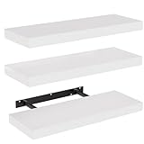 STOREMIC Wandregal, Regale Weiß Wand 38cm, 3er-Set Schweberegal Weiss, Moderne dekorative Regalbrettmit sauber Verarbeitet für Schlafzimmer, Küche, Büro, Wohnzimmer usw